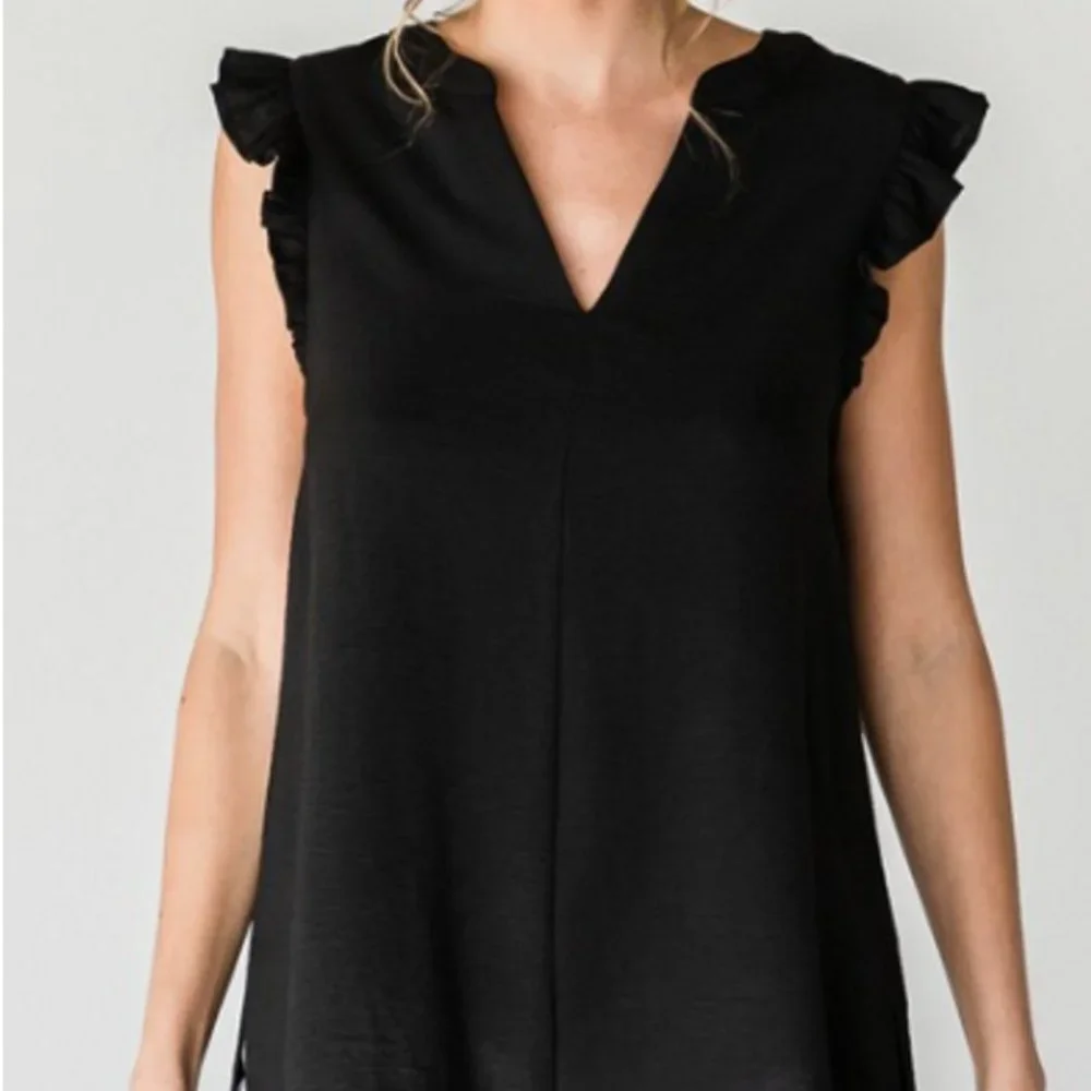 NWT Jodifl Solid Ruffle Shoulder Top